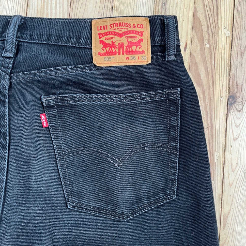 Levi Strauss Co 505 Mens Black Jeans W36 L32 Straight‎ Fit Denim Casual Comfort